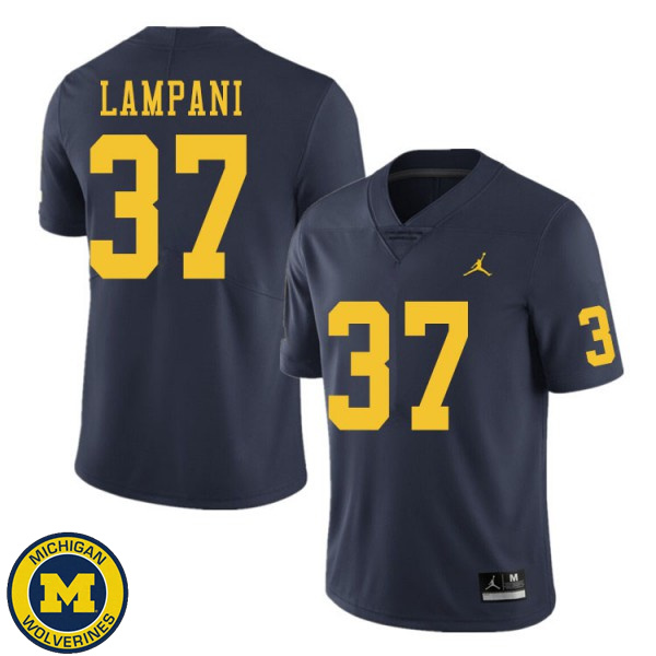 Men University of Michigan #37 Jonathan Lampani Navy Alumni Jersey